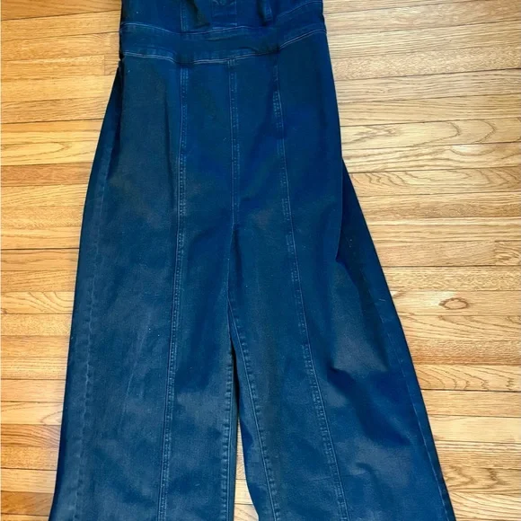 VENUS stretch denim Black Wide-Leg Jumpsuit - Picture 11 of 12